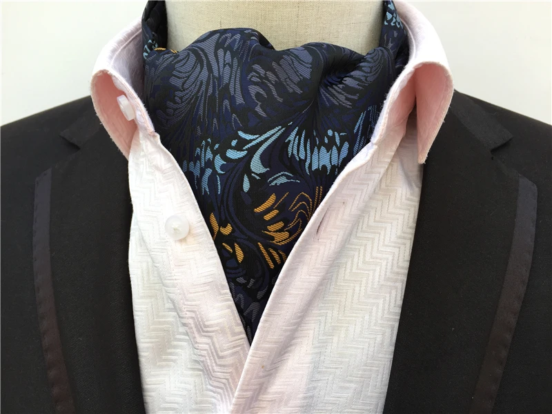 2 Pcs/Set Luxury Men Formal Scarf Set Designer Embroidery Floral Scarves with Handkerchief mens cotton scarf