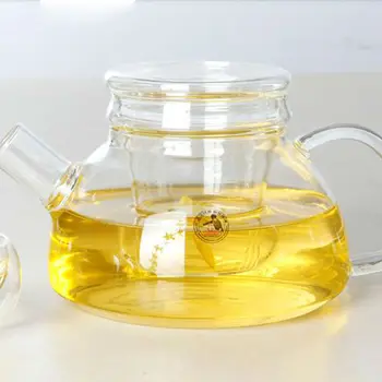 

Drinkware 750ml Handmade glass teapot transparent flower tea pot with filter glass kettle