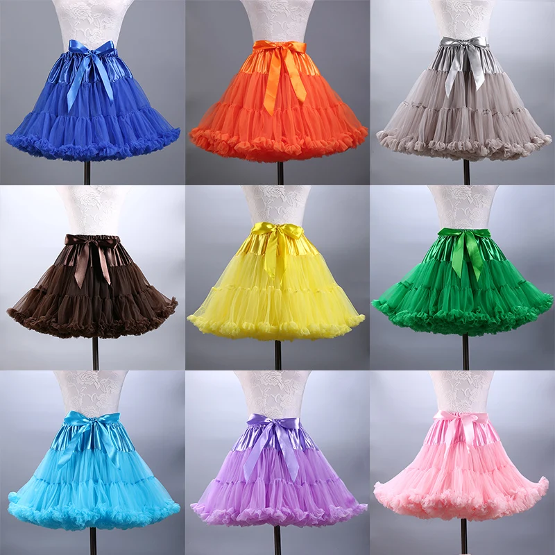 

2020 Colorful Tutu Petticoat Ruffled Knee Length Short Woman Petticoat Underskirt Tulle Bridal Petticoat