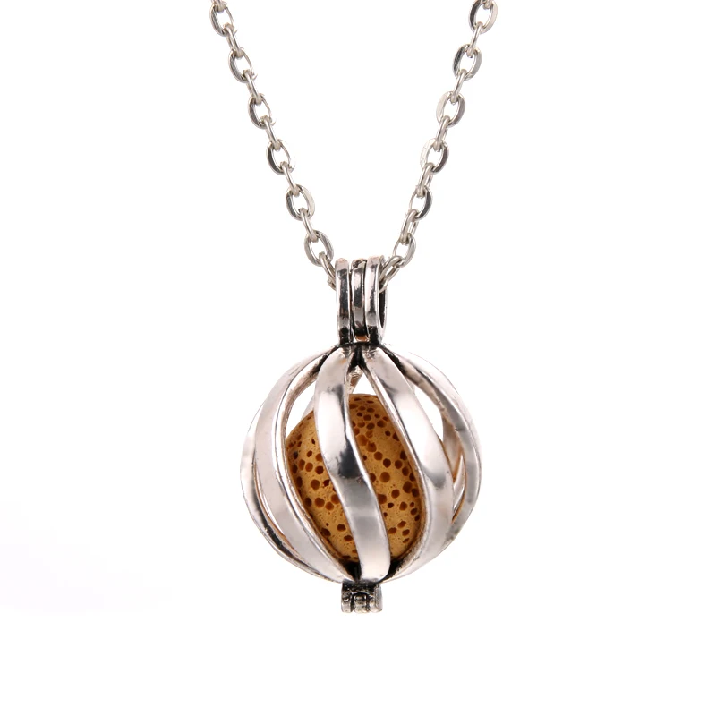 

Colors Aroma Diffuser Necklace Vintage Lockets Pendant Perfume Essential Oil Aromatherapy Necklace With Pads Volcanic stone