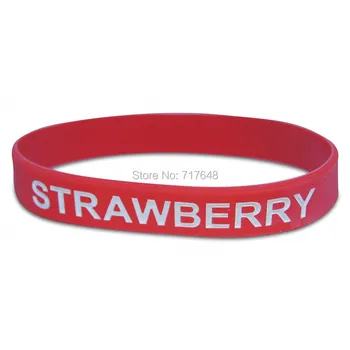 

100pcs Strawberry Red Fruit wristband silicone bracelets free shipping by epacket A