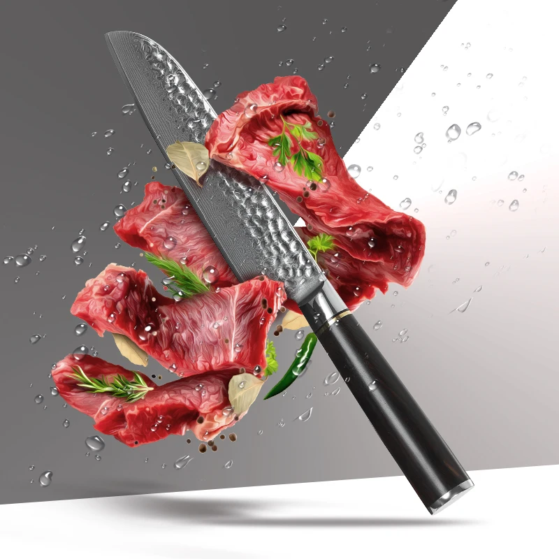 2018 Kitchen Knives Brand 7 inch Santoku Knife Japanese VG10 Damascus Steel Kitchen Cook Knife New Design with Ebony Handle 2018 Kitchen Knives Brand 7 inch Santoku Knife Japanese VG10 Damascus Steel Kitchen Cook Knife New Design with Ebony Handle