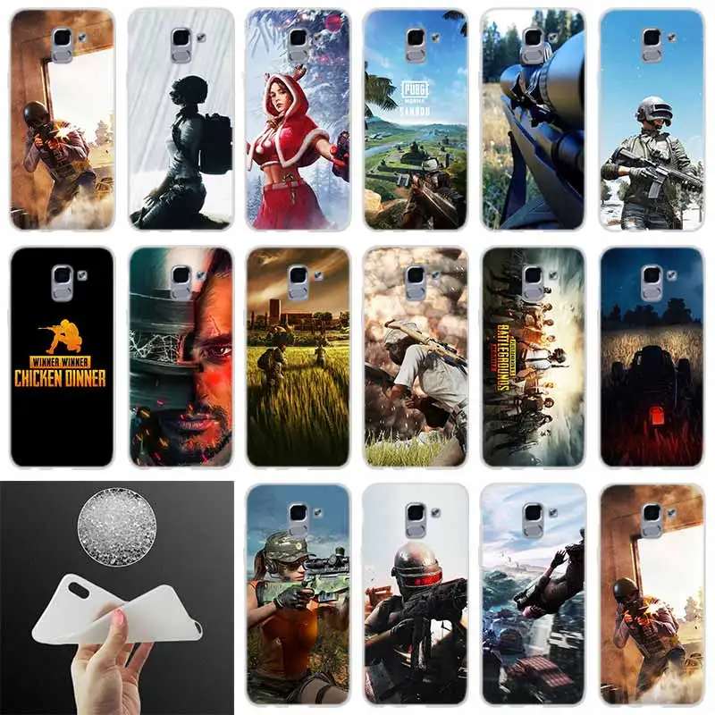 

Soft silicone Phone Cover PUBG Black FOR Samsung Galaxy J6 J4 J8 J7 2018 Plus J3 J5 J7 Prime Pro 2017 2016 case