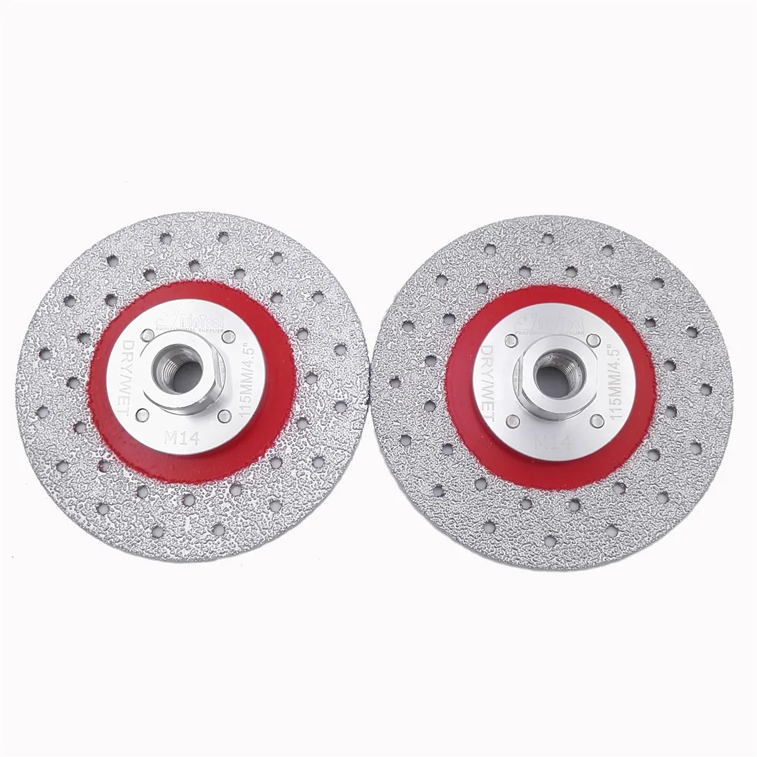 DIATOOL 2pcs Premium Quality Diameter 4.5inch/115mm Double Sided Vacuum Brazed Diamond Cutting & Grinding Disc With M14 Thread