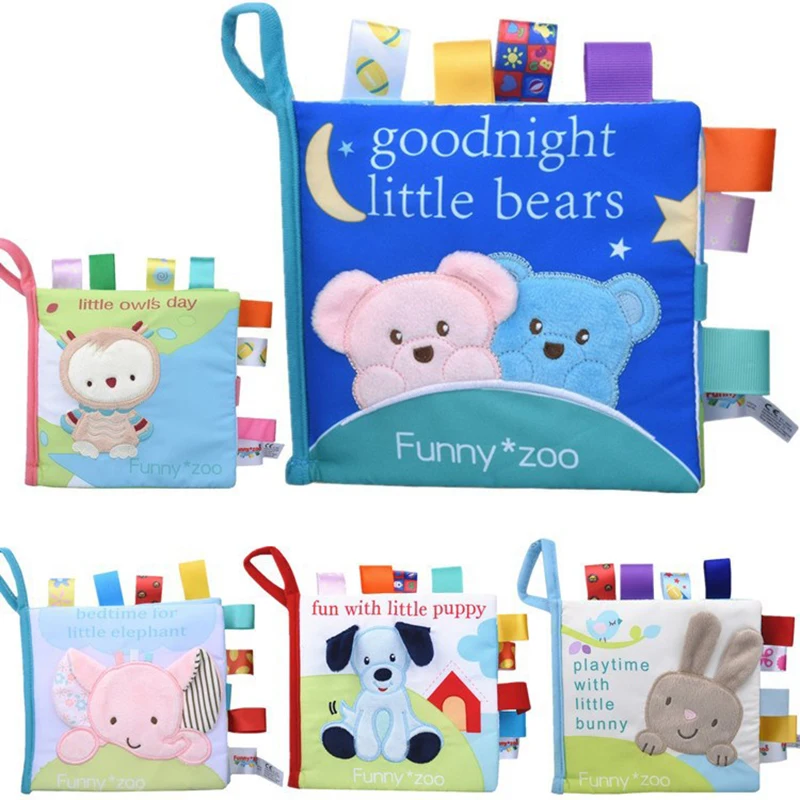 

Baby Cloth Book Soft Reading Animal Tail 3D Newborn Early Educational Puzzle Cloth Books Infant Cognitive Dinosaur Baby Toys