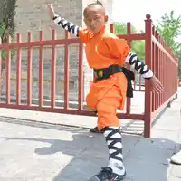 USHINE 07 height 100cm-185cm Cotton ShaoLin Monk KungFu Uniform Training Performance Suits Clothing Costume For Man Children