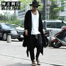 Новая мужская одежда, летний кардиган средней длины с длинными рукавами, асимметричная тонкая верхняя одежда с длинными рукавами, костюмы певицы