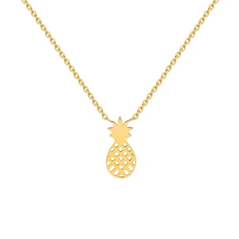 

10PCS Stainless Steel Pineapple Necklace Chains For Women Collar Ananas Bijoux Summer Fruit Pendant Necklaces Charm Jewelry