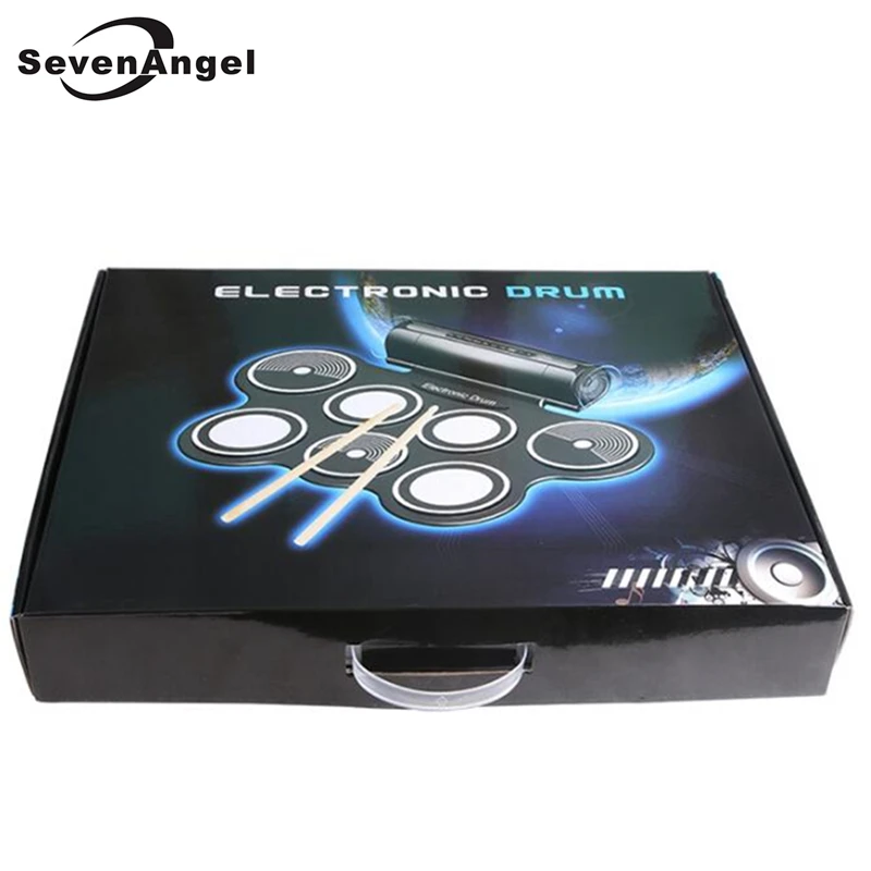 Professional Portable Roll Up USB MIDI Machine Electronic Drums Pad Kit Percussion Instruments with Drumstick for Music Lover