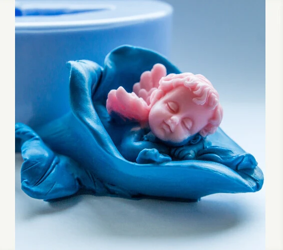 

DIY Sleeping angel in flower 3D silicone soap molds mold sleeping baby handmade mold fondant cake direction mold