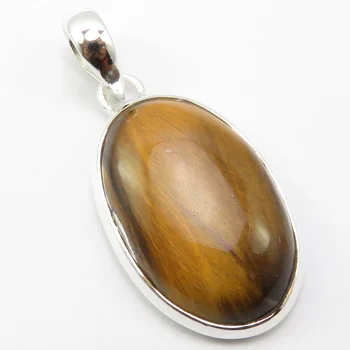 

India Unique Designed Women Wedding Jewelery Tiger's Eye Pendant 3.8 cm