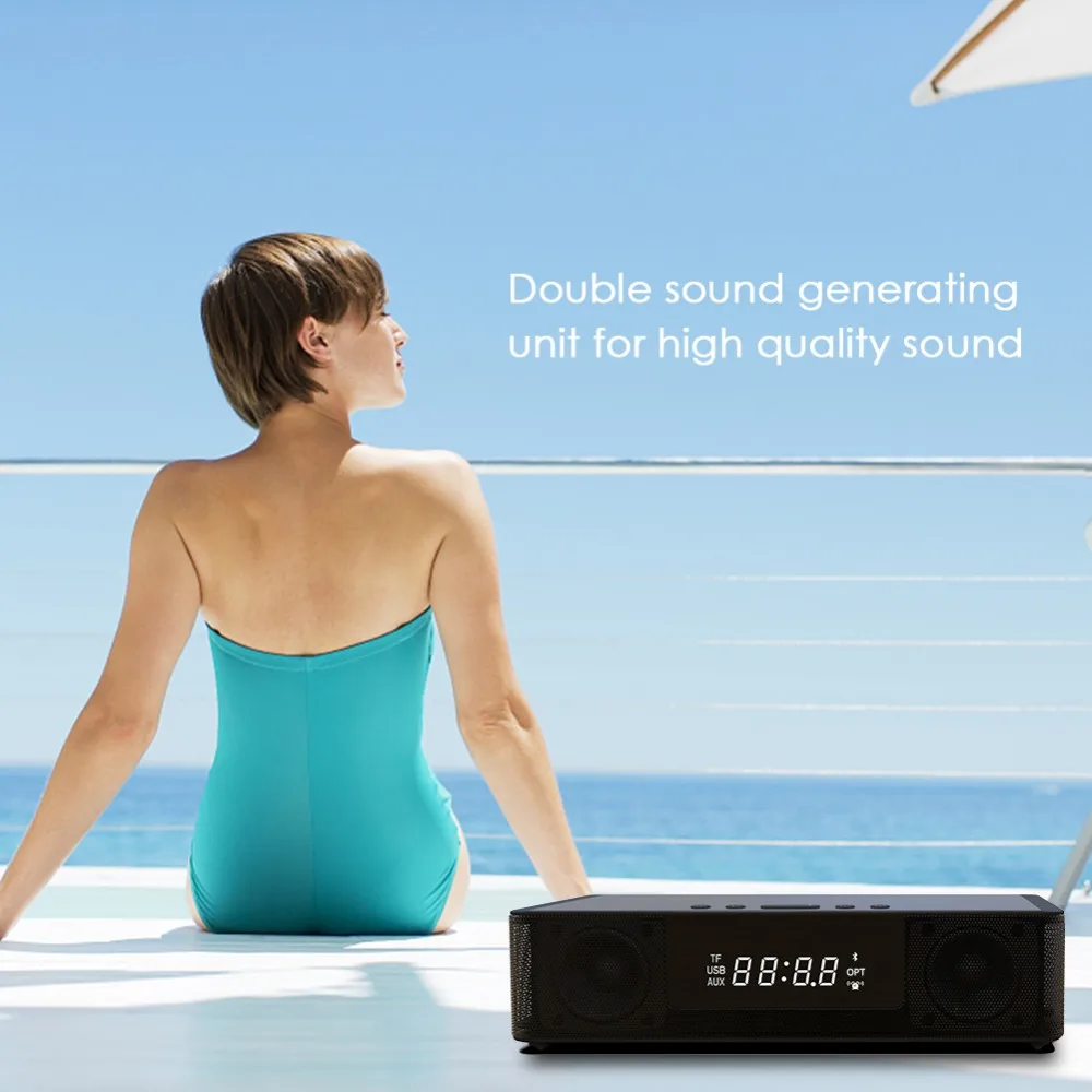 Wireless Bluetooth Column Soundbar Stereo Speaker Powerful TV Home Theater 4.0A Battery Sound Bar TF U-Disk Clock With Display