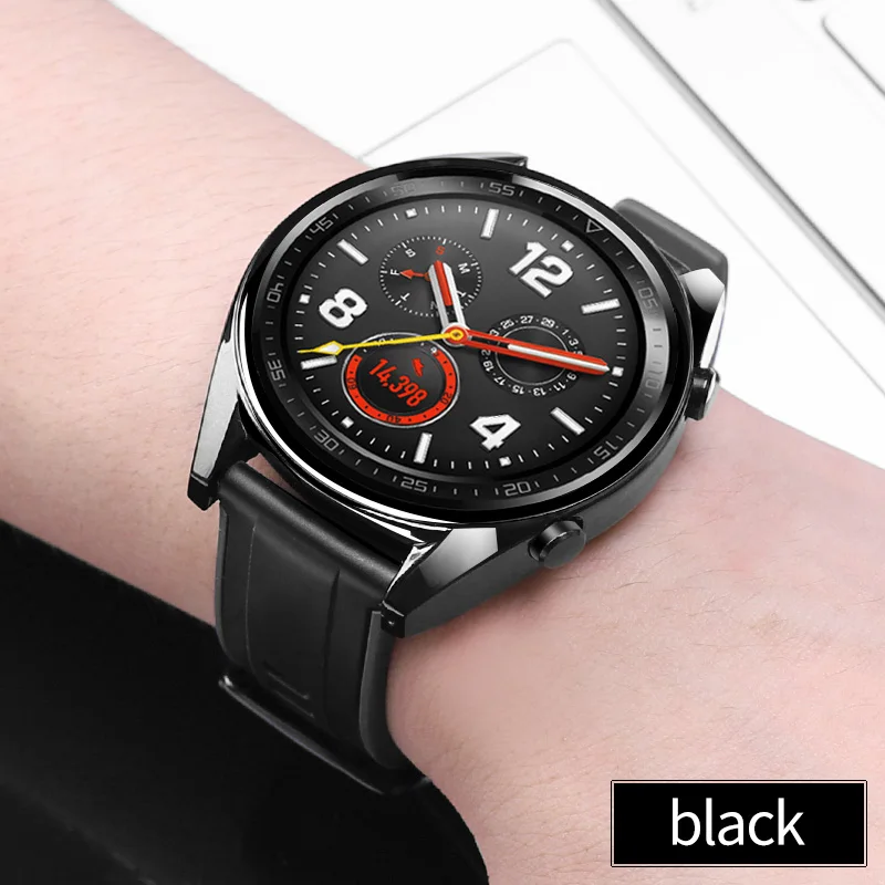 Чехол для часов для huawei Watch GT с покрытием [устойчивый к царапинам] защитный чехол-бампер - Color: Black