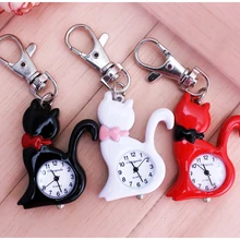 Новая мода Красный Белый Элегантный прекрасный кот с зеркалом чехол кварцевые карманные часы Аналоговые в виде кулона ожерелье мужские женские подарки