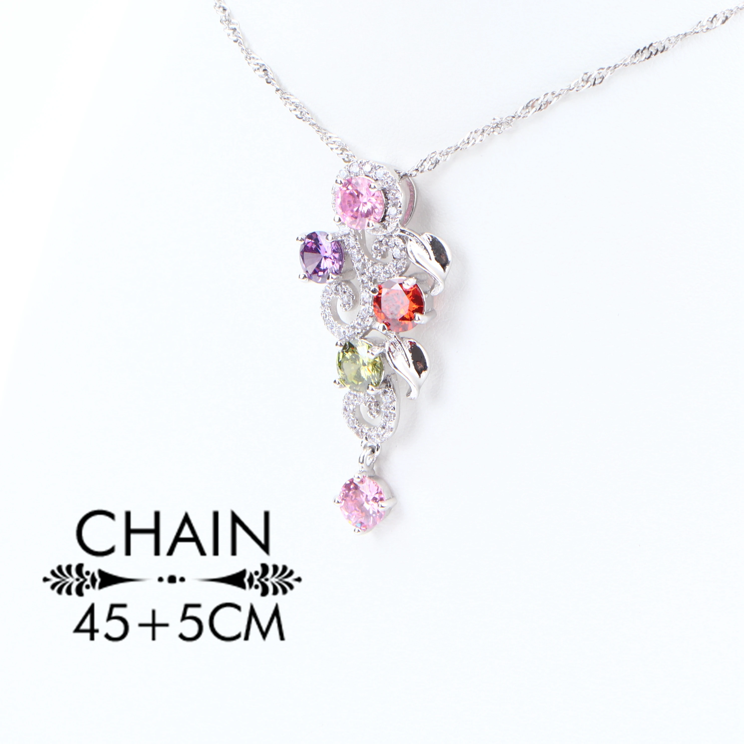 Koop Multicolor Zirconia Zilver 925 Bruids Sieraden Sets Voor Vrouwen Wedding Oorbellen Armband Ring Ketting Hanger Set Geschenken Box