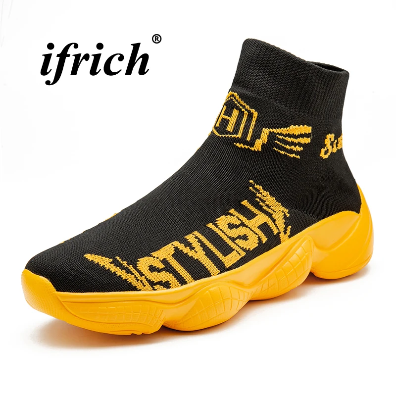 

High Top Sneakers for Male Slip-on Man Running Shoes Black Designer Sneakers Male Autumn Winter Rubber Bottom Walking Shoes