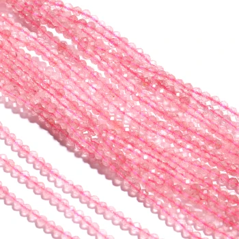

A 39cm Strand Natural Roundal Rose Pink Quartz Crystal Faceted Loose Shining Beads 2mm For DIY Jewelry Making