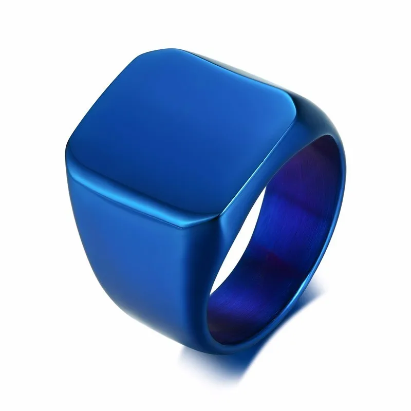 Для мужчин клуб мизинец печатка кольцо персонализированные Ornate нержавеющая сталь Группа классический Anillos золотой тон мужские ювелирные изделия Masculino Bijoux - Цвет основного камня: blue