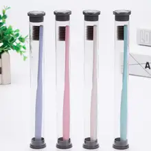 1 шт. зубная щетка для взрослых из пшеничного стебля бамбукового угля, Высококачественная мягкая меховая зубная щетка, портативная круглая трубка с загрузкой