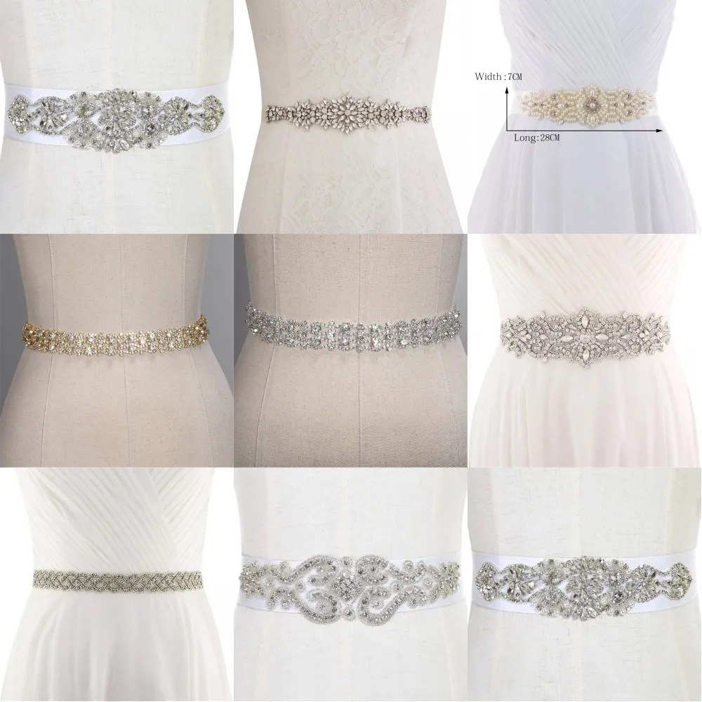 Handmade Rhinestone Belt Crystal Wedding Dress Belt Bridal Belt Sash Waist Belt Satin Ribbon Gold Silver Wedding Accessories New