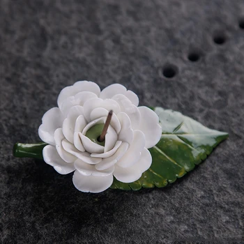 

Ceramic Fake Flower Incense Holder Ornaments White Lotus Zenwierook Waterval Line Incense Stick Table Decoration Handmade Zen