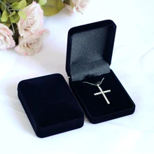 Высокое качество 12 шт. черный цвет квадратной формы Бархатная Шкатулка для ювелирных изделий коробка для ожерелья коробка черный бархат ожерелье дисплей коробка