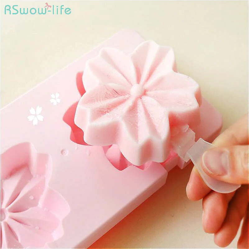 

Creative Sakura Self-Made Ice-Lolly Mould DIY Refrigerator Ice-Lolly Box Cherry Flower Mould Kitchen Tool Fun PP Ice-Bar Makers