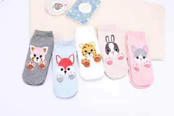 

Lovely fox socks candy color Animal print socks Brand lovely cartoon 3D cute socks Women's lovely casual girl fox socks