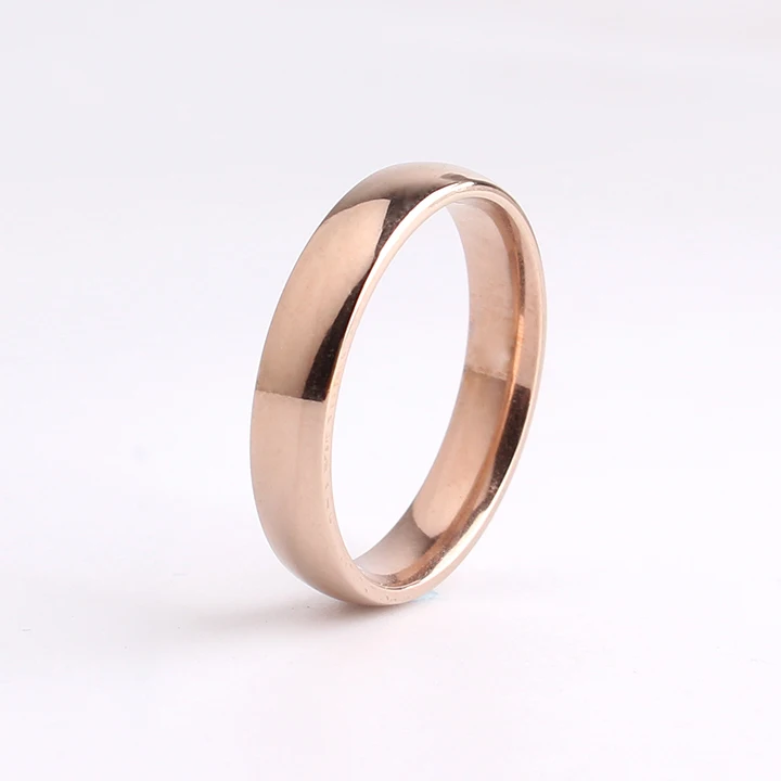 

4mm rose gold Smooth 316L Stainless Steel finger rings for women wholesale