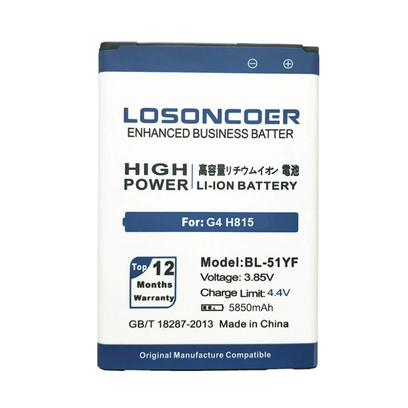 Losoncoer 5850 мА/ч BL 51YF Батарея 51YH для LG G4 H811 H810 VS999 V32 VS986 LS991 F500 F500S F500L H815 H81 H818|bl 4u|battery for