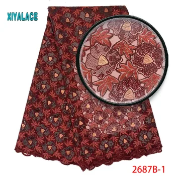 

African Lace Fabric 2019 High Quality Nigerian Lace Fabrics Organza Sequins Embroidery French Tulle Lace Fabric YA2687B-1