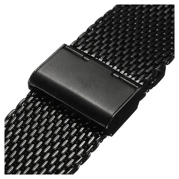 

YCYS-New 20mm Watch Strap Shark Mesh Band Stainless Double Clasp Steel Bracelet Black