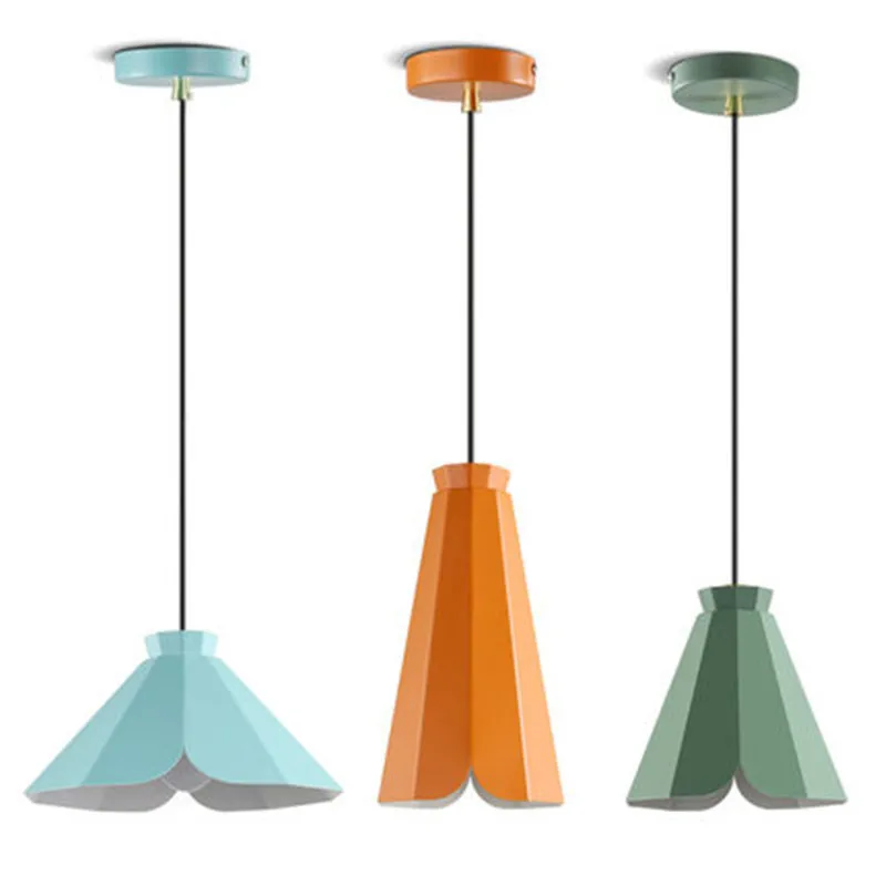 

Simple Loft Style Colored Iron Droplight Modern LED Pendant Light Fixtures Home American Creative Hanging Lamp Indoor Lighting