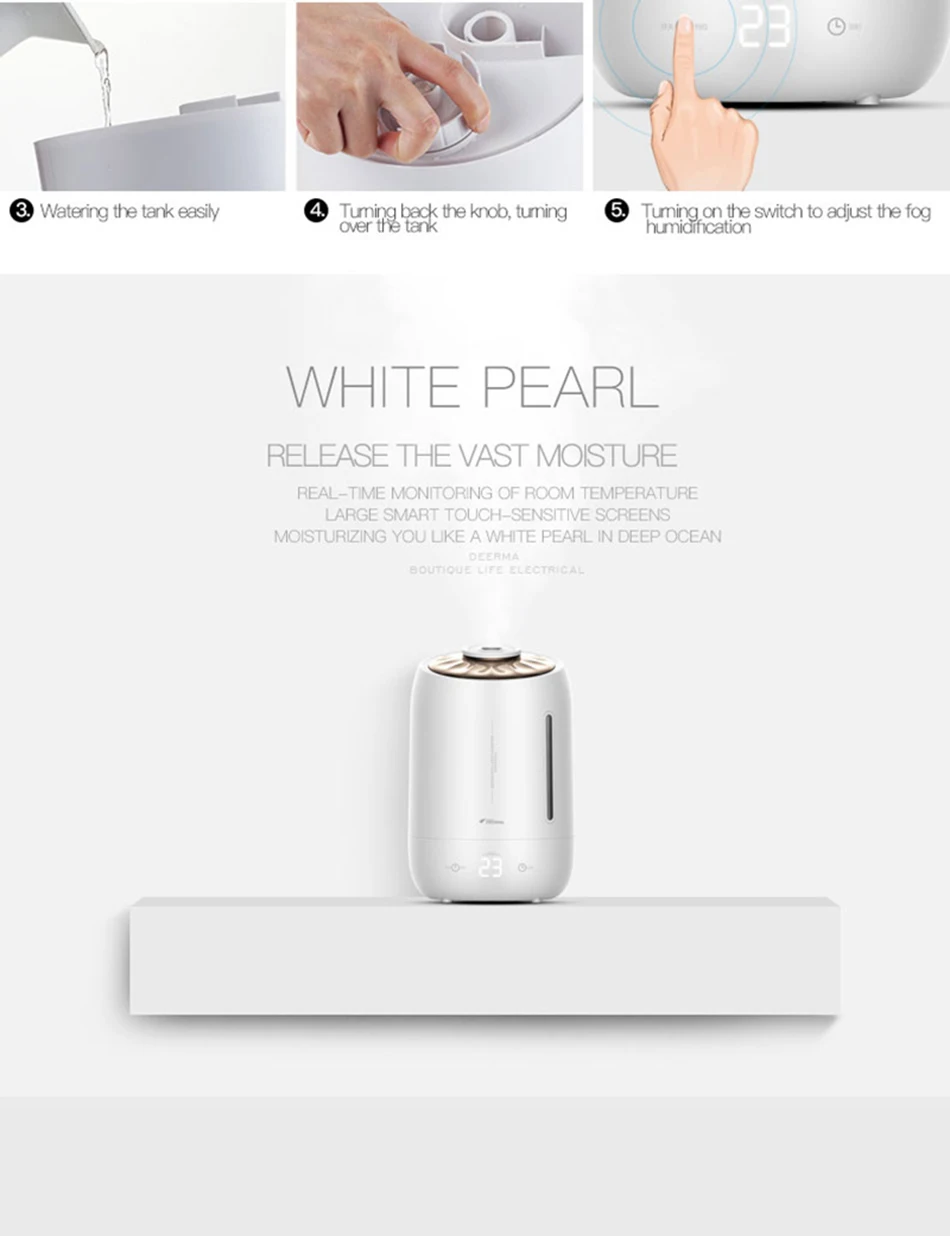 Xiaomi Mijia deerma 5L Air Home Ultrasonic Humidifier Touch Version Air Purifying for Air-conditioned rooms Office household D5 (15)