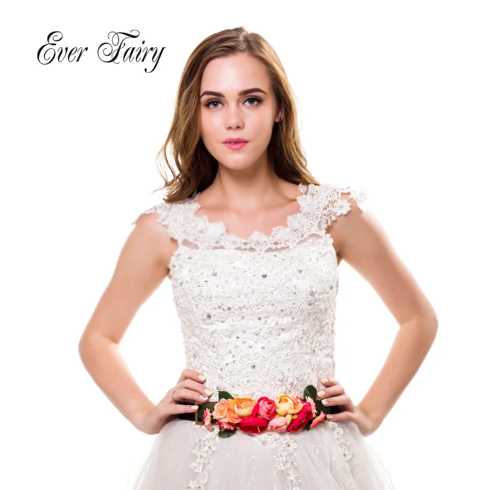 

EVER FAIRY 2018 Women Fashion flower belt Girl Woman Belt Wedding Sashes matching burned fabric elastic flower Belt Accessories