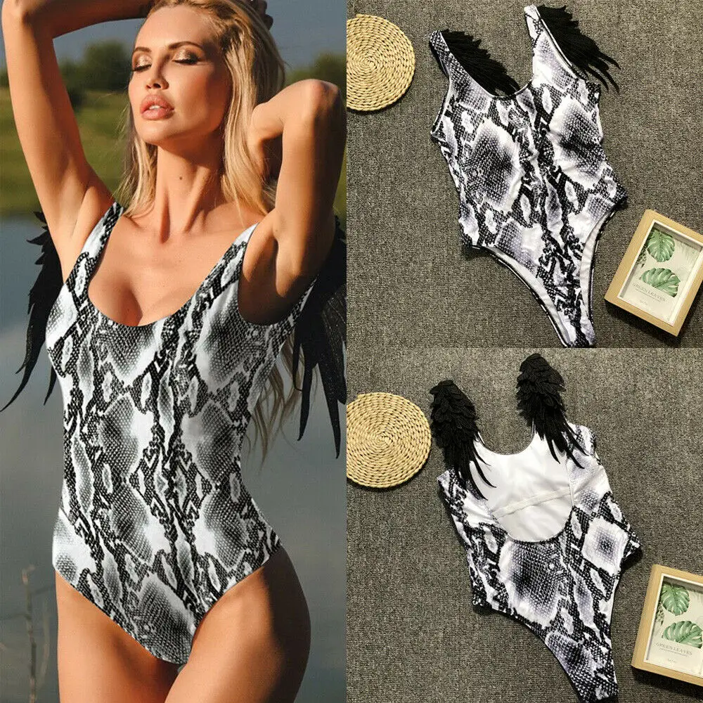 

IMCUTE Padded Bikini Leopard Monokini Swimwear Beachwear Women One Piece Sexy Swimsuit