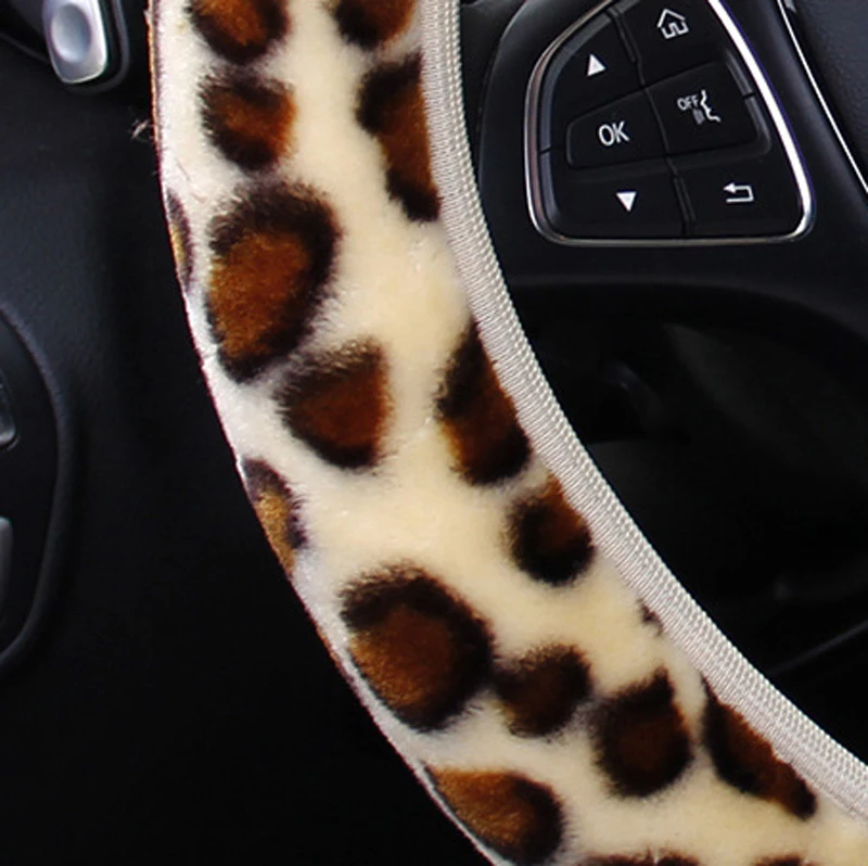 Модный чехол рулевого колеса автомобиля Volant плюшевый Леопардовый принт Оплетка на руль Funda volante 3 цвета авто Стайлинг