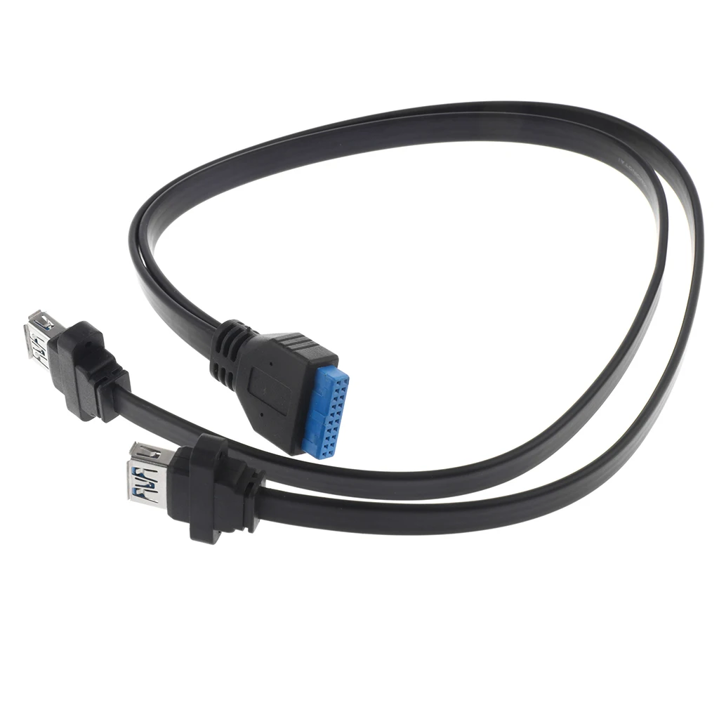 USB 3.0 20-Pin Motherboard to 2 Type-A Female Connectors Adapter Y-Cable
