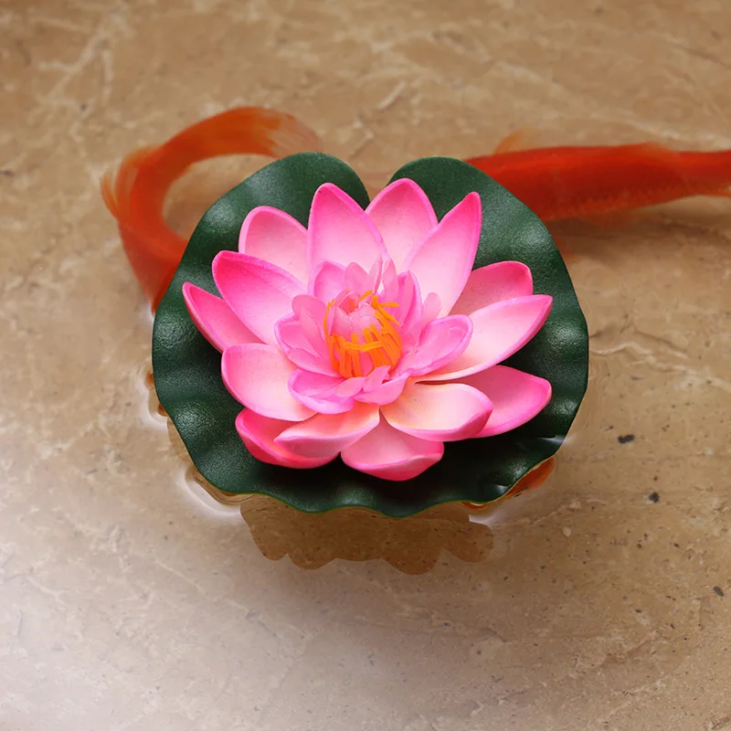 fake Lotus artificial water lily flowers Pond Plant Ornament Floating Flower Home Garden Pond Decoration  (5)