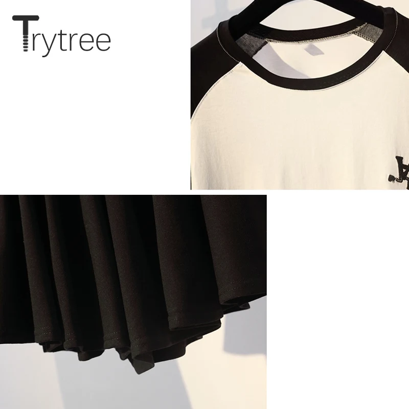 Летний женский комплект из двух предметов Trytree повседневный топ с круглым
