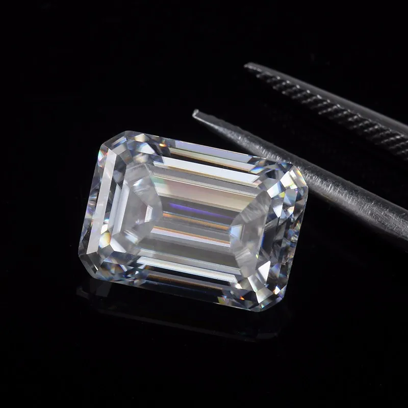 Драгоценный камень с изумрудно огранённым муассанитом 8 х10 мм|moissanite loose stones|loose
