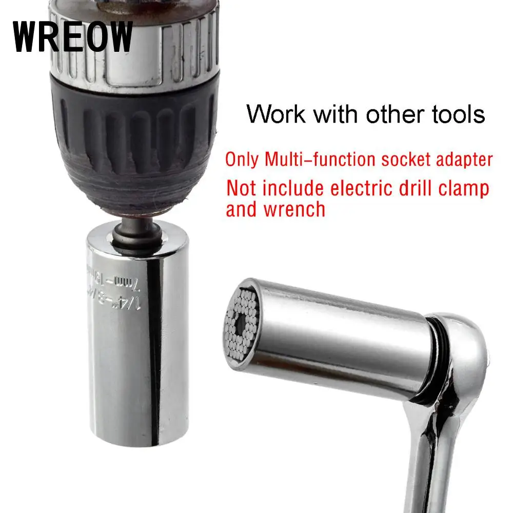 Universal Torque Socket Wrench Head Set 7-19mm Power Drill Adapter Torque Sleeve Nuts Screws Hooks Repair Tools ETC-120A