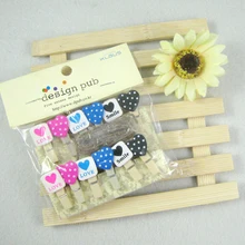 Мода прекрасный персик сердце ремесло свадебные украшения деревянные баннеры зажимы вечерние день рождения фотографии Держатель Романтический колышки Рождество gif