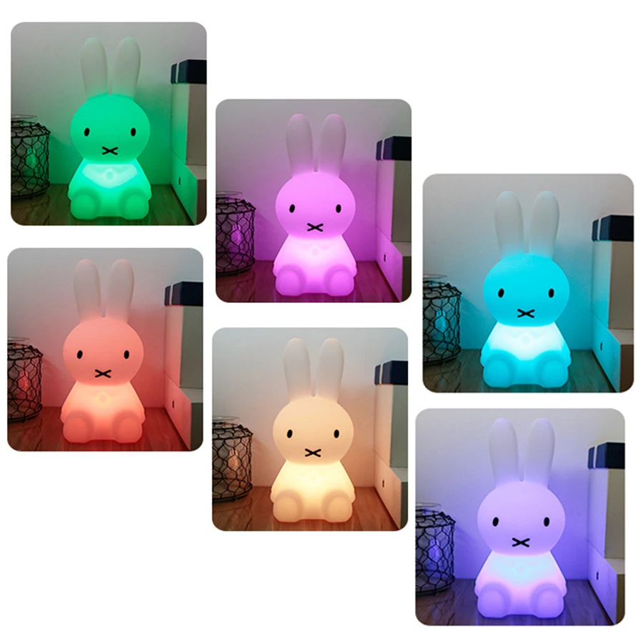 BEIAIDI 28CM RGB Bunny Rabbit LED Night Light USB Rechargeable Cartoon Animal Table Lamps Kids Baby Toy's Light Christmas Gift BEIAIDI 28CM RGB Bunny Rabbit LED Night Light USB Rechargeable Cartoon Animal Table Lamps Kids Baby Toy's Light Christmas Gift