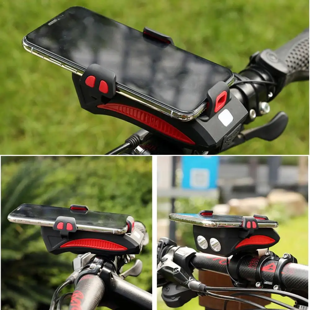 Perfect Multi-functional Bicycle Light Mobile Phone Holder Riding Headlight Horn 2000mAh Charging Fixed Holder Cycling Mount Bracket 2