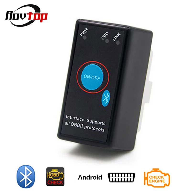 Rovtop EML327 V1.5 Bluetooth OBD2 считыватель кодов автомобильный диагностический адаптер для