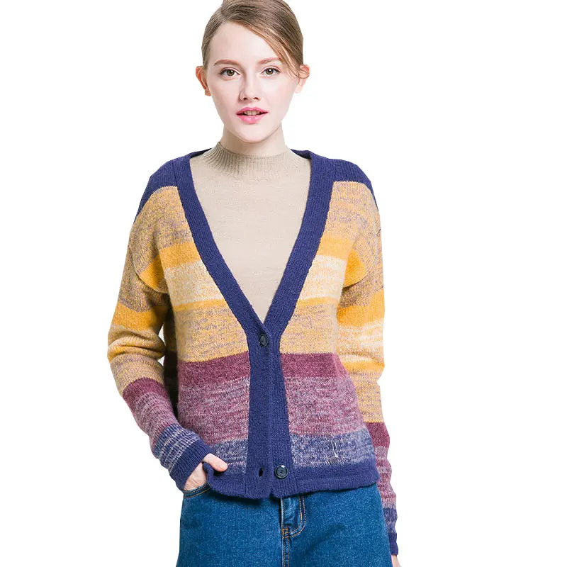 

Spring Plus size Wool Cardigan Female Sweater Women Long sleeve 2018 New Cashmere Stitching Korean Women Sweaters Vadim WZ539
