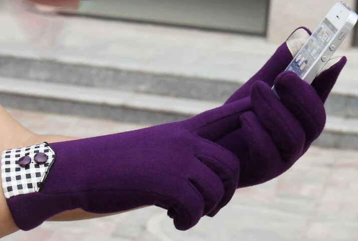 YRRETY Woman High Quality Knitted Gloves Touched Screen Thick Warm Glove Winter Autumn Mitten Women Winter Stitching Plaid Glove