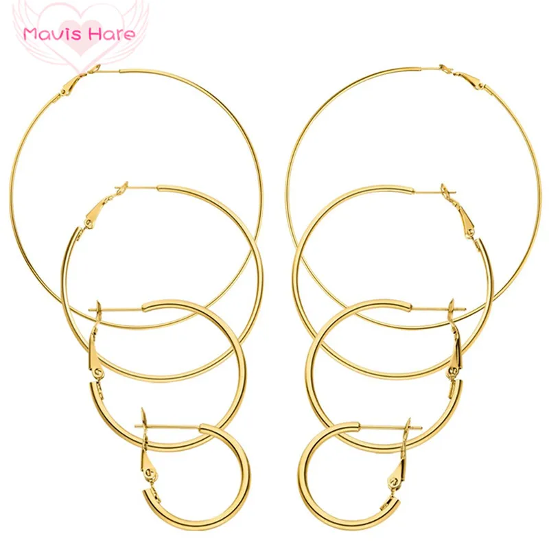 

Mavis Hare High quality durable Earrings Gold Stainless Steel Hoop Earrings can choose 5 size for any Occasion Brincos Jewelry