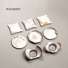WIZAMONY 1 шт. чисто ручной работы китайская колода оловянные чайные блюдца чайный лоток Теплоизоляционный чайный набор маленькая тарелка высокого качества